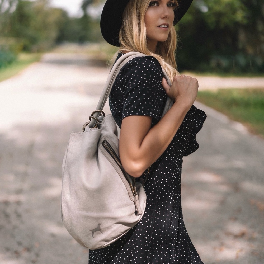 Elegant Gray Leather Women's Bag